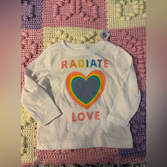 Kids White Long Sleeve Shirt with Rainbow Heart Design❤️🌈 - Picture 1 of 6